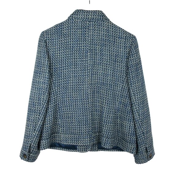 Talbots Blazer Blue and White Tailored Tweed Career Quiet Luxury 14P $258 Fall - Picture 3 of 7